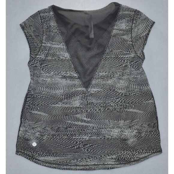 Lululemon For The Run Tank Short Sleeve Athletic Shirt Gray Mesh Top Size 8 - Picture 5 of 8